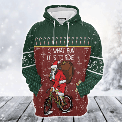 Santa Premium Christmas Hoodie, Funny Santa Cycling Unisex Hoodie For Men & Women - Perfect Gift For Christmas, Friends, Family