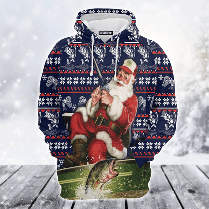 Fishing Premium Christmas Hoodie, Santa Fishing Unisex Hoodie For Men & Women - Perfect Gift For Christmas, Fishing Lover