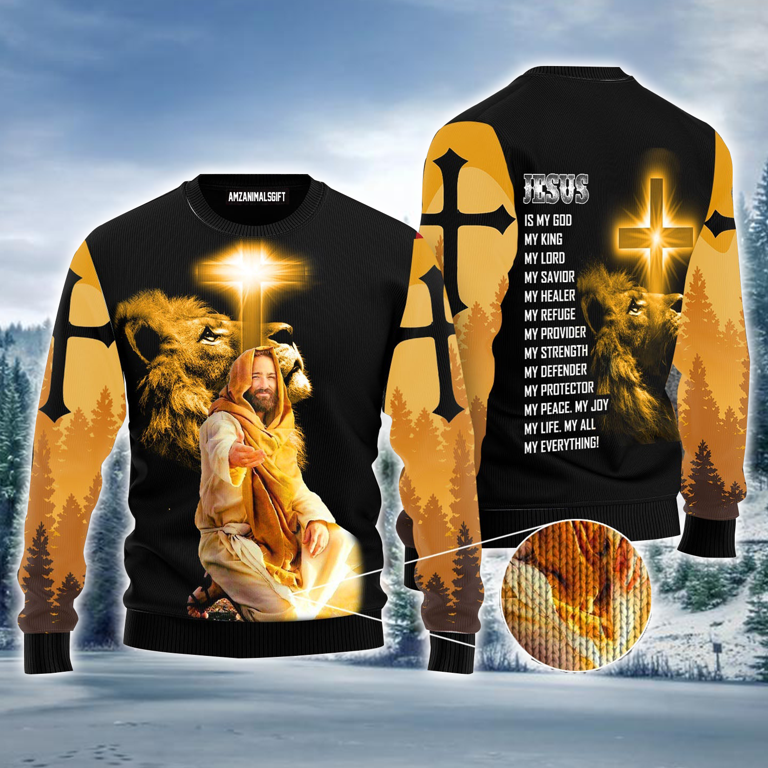 Jesus Ugly Sweater, God Jesus Is My Everything Ugly Sweater For Men & Women, Perfect Gift For Christian, Friends, Family