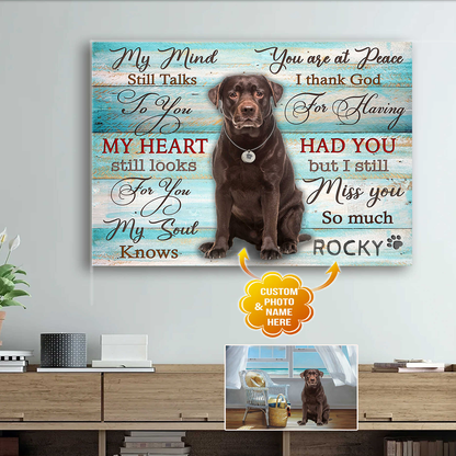 Personalized Dog Landscape Canvas, Custom Photo and Name Dog My mind still talks Canvas Wall Art Decor, Perfect Gift For Pet Lovers, Friend, Family