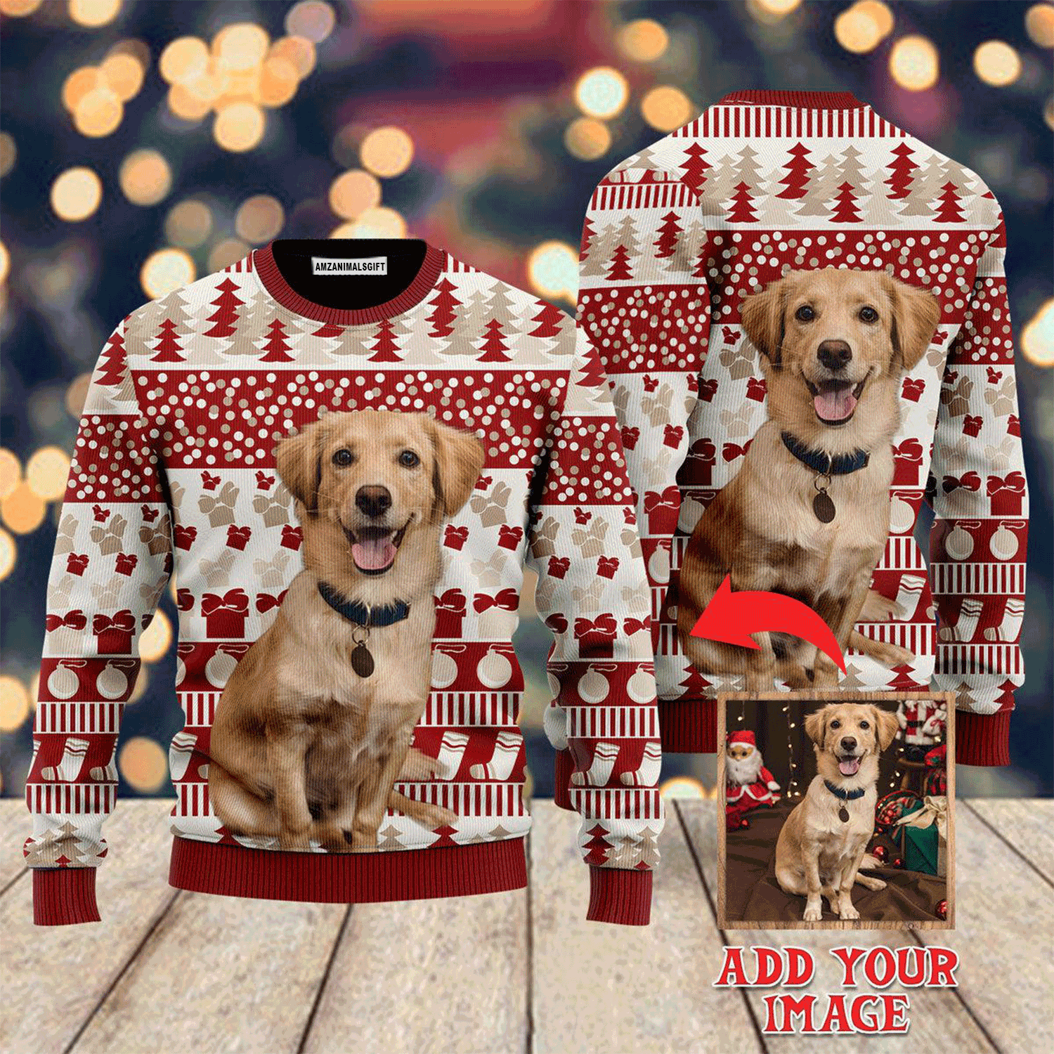 Custom Funny Christmas Dog Sitting On Bright Sweater, Ugly Sweater For Men & Women, Perfect Outfit For Christmas New Year Autumn Winter