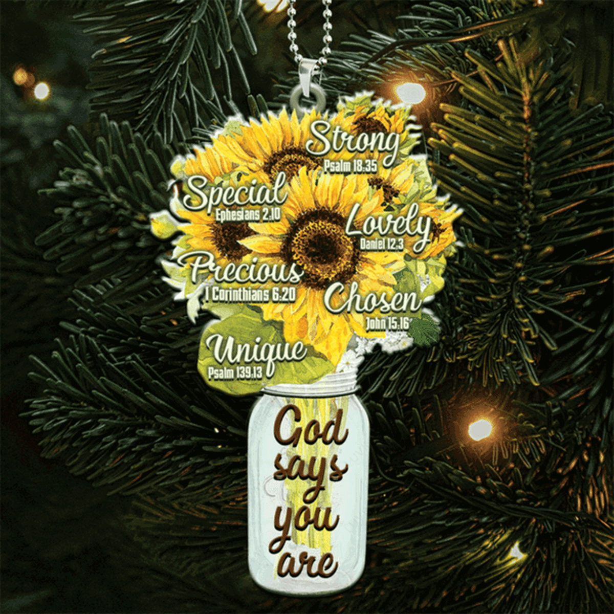 Jesus Acrylic Ornament, Sunflower God Says You Are Acrylic Ornament For Christian, God Faith Believers, Holiday Decor