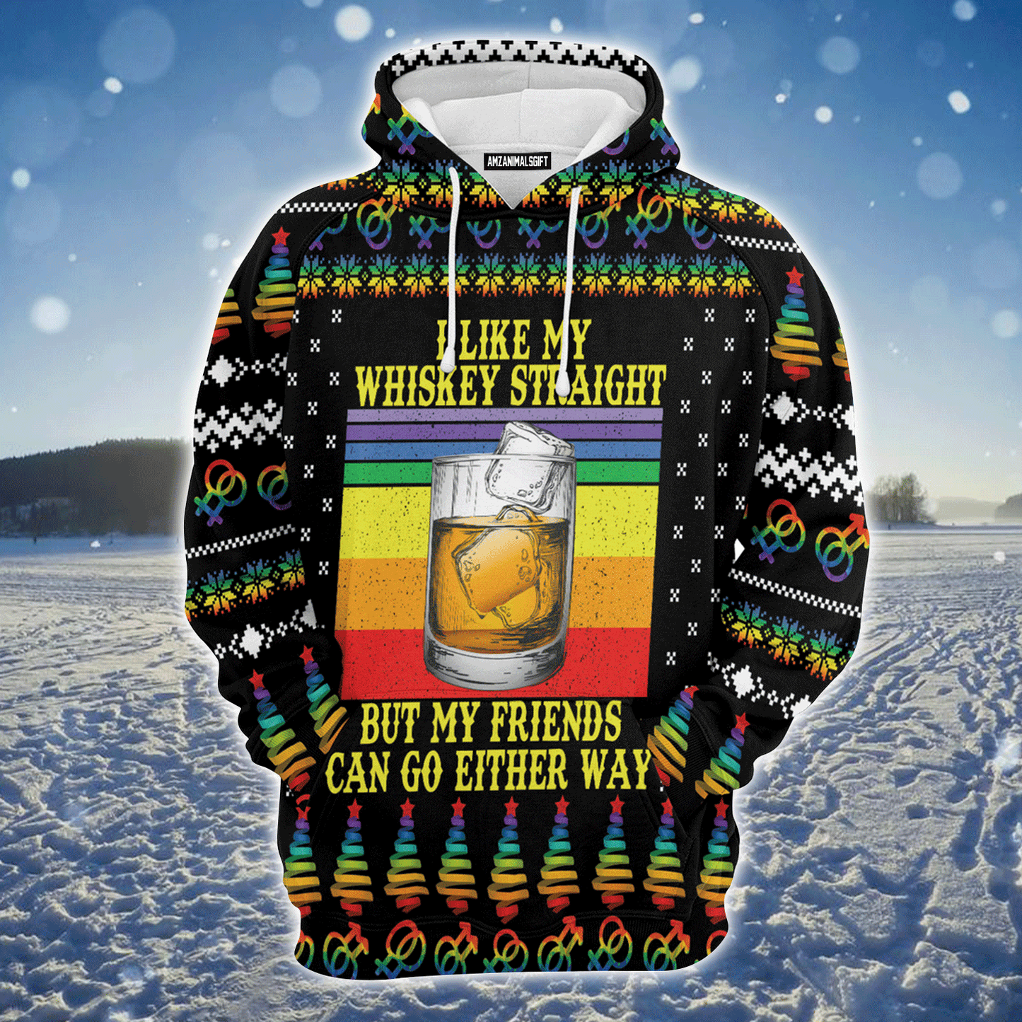 Whiskey Premium Christmas Hoodie, I Like My Whiskey Straight Unisex Hoodie For Men & Women - Perfect Gift For Christmas, Whiskey Lover