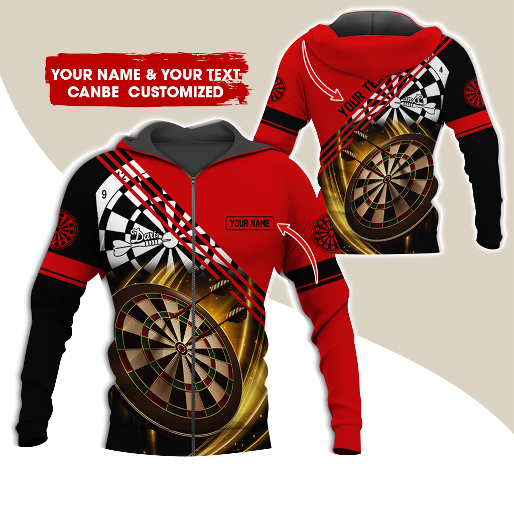 Customized Name & Text Darts Premium Zip Hoodie, Personalized Team Play Darts Zip Hoodie For Men & Women - Gift For Darts Lovers, Darts Players