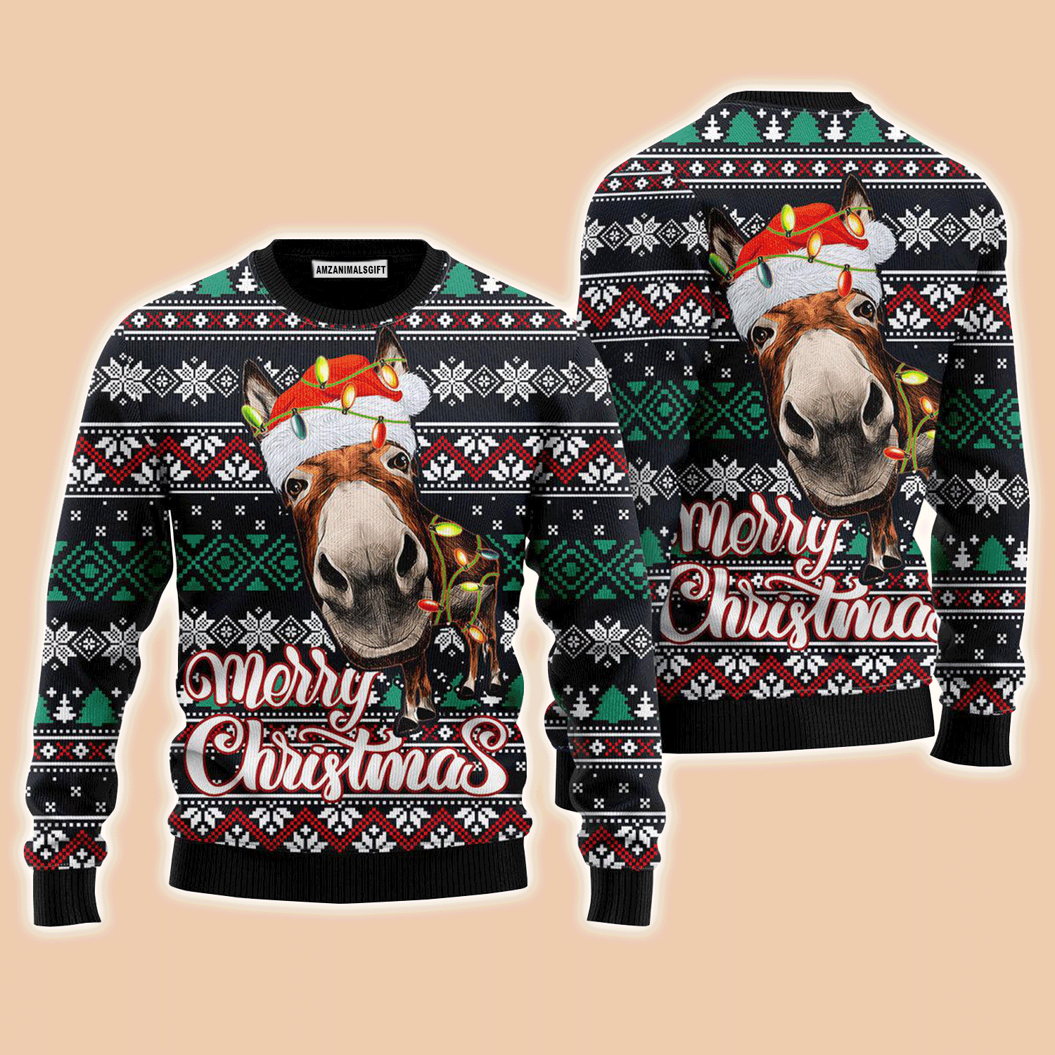 Funny Donkey Merry Christmas Sweater, Ugly Sweater For Men & Women, Perfect Outfit For Christmas New Year Autumn Winter