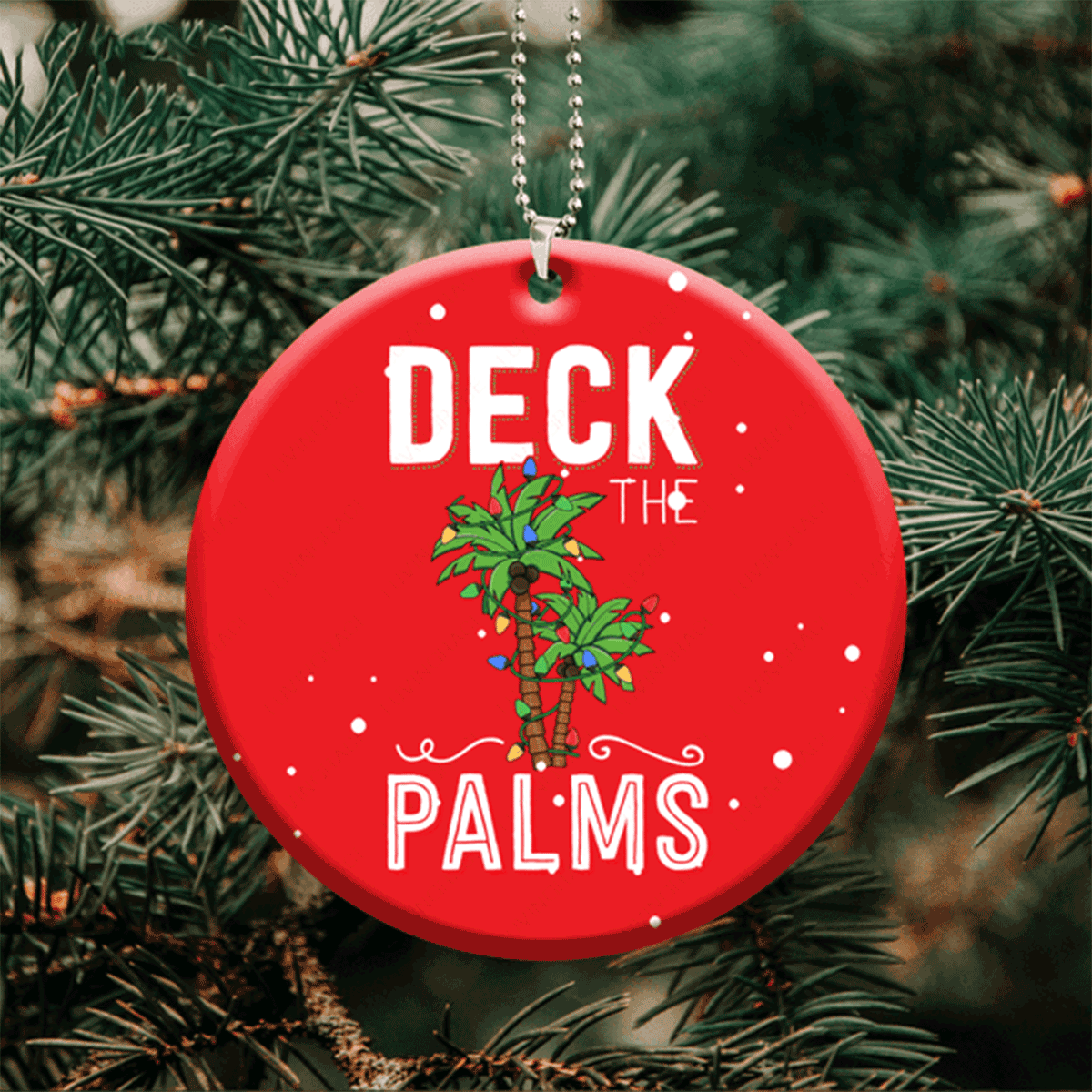 Jesus Acrylic Ornament, Deck The Palms Red Acrylic Ornament For Christian, God Faith Believers, Holiday Decor