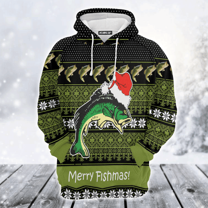 Fishing Premium Christmas Hoodie, Fishing Merry Fishmas Funny Unisex Hoodie For Men & Women - Perfect Gift For Christmas, Fishing Lover