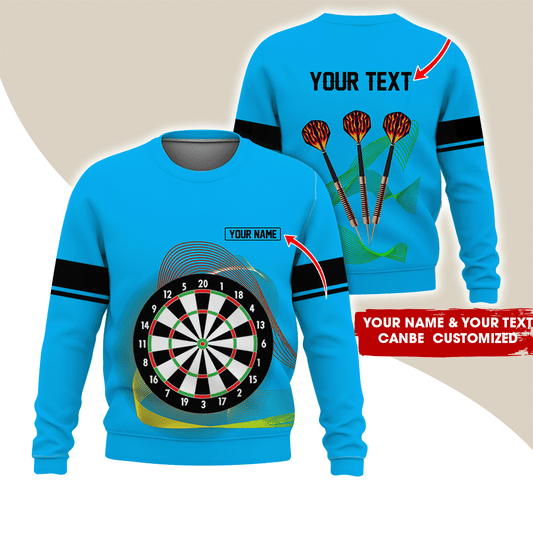 Customized Darts Sweatshirt, Personalized Name & text Sweatshirt,Black Line Pattern Sweatshirt For Men & Women, Perfect Gift For Darts Lovers, Friend, Family