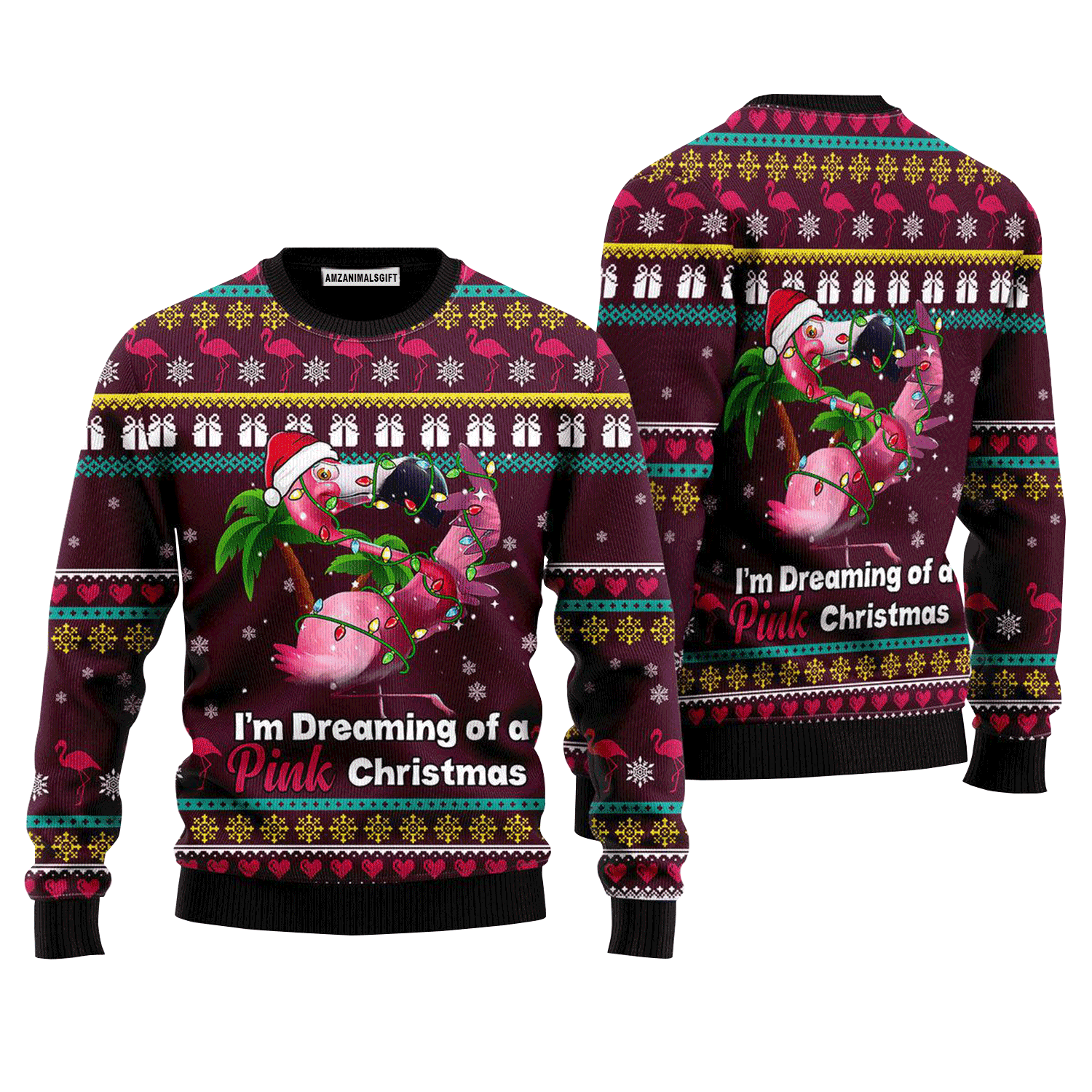 Flamingo Dream Of Pink Christmas Sweater, Ugly Sweater For Men & Women, Perfect Outfit For Christmas New Year Autumn Winter