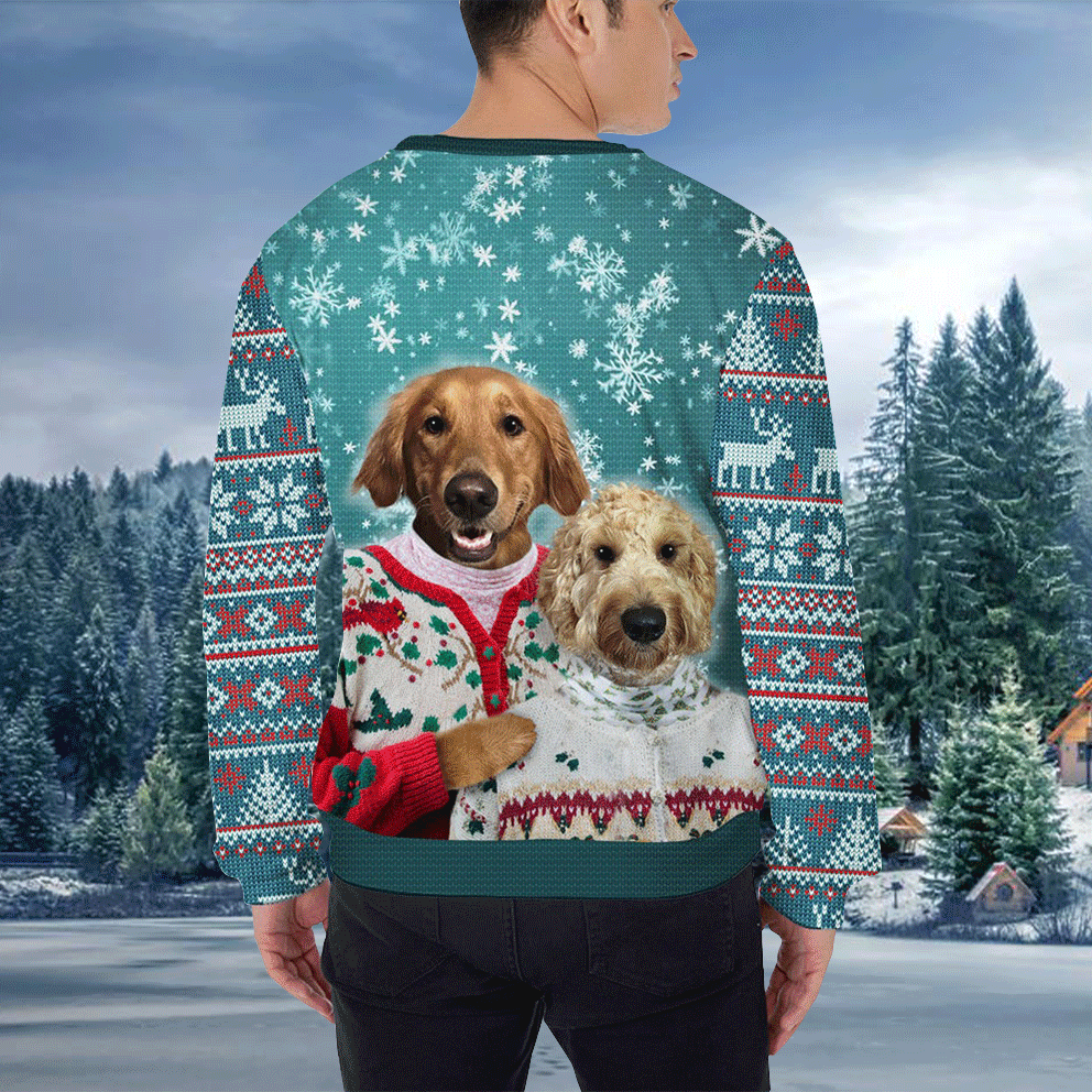 Custom Pet Ugly Sweater - Personalized Mutiple Pets Face on Funny Ugly Sweater, Custom knit sweaters For Dog Lovers, Friend, Family