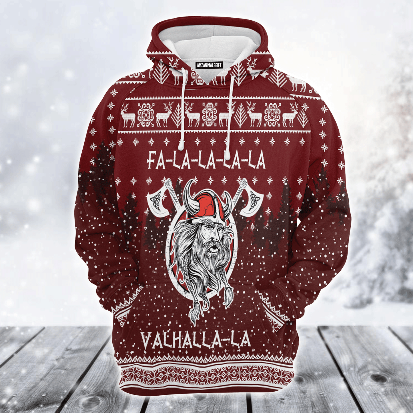Viking Premium Christmas Hoodie, Viking Fa La La La Valhalla-la Unisex Hoodie For Men & Women - Perfect Gift For Christmas, Viking Lover