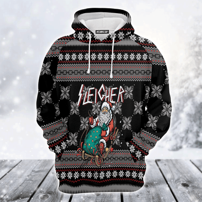 Santa Premium Christmas Hoodie, Santa Sleigher Christmas Unisex Black Hoodie For Men & Women - Perfect Gift For Christmas, Santa Lover