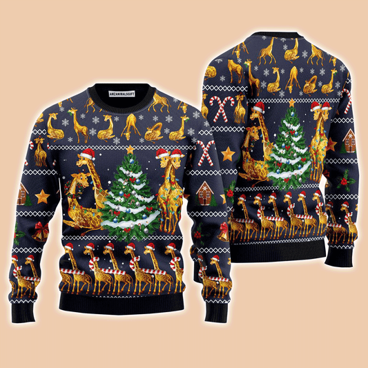 Love Giraffe Pine tree Sweater Christmas, Ugly Sweater For Men & Women, Perfect Outfit For Christmas New Year Autumn Winter