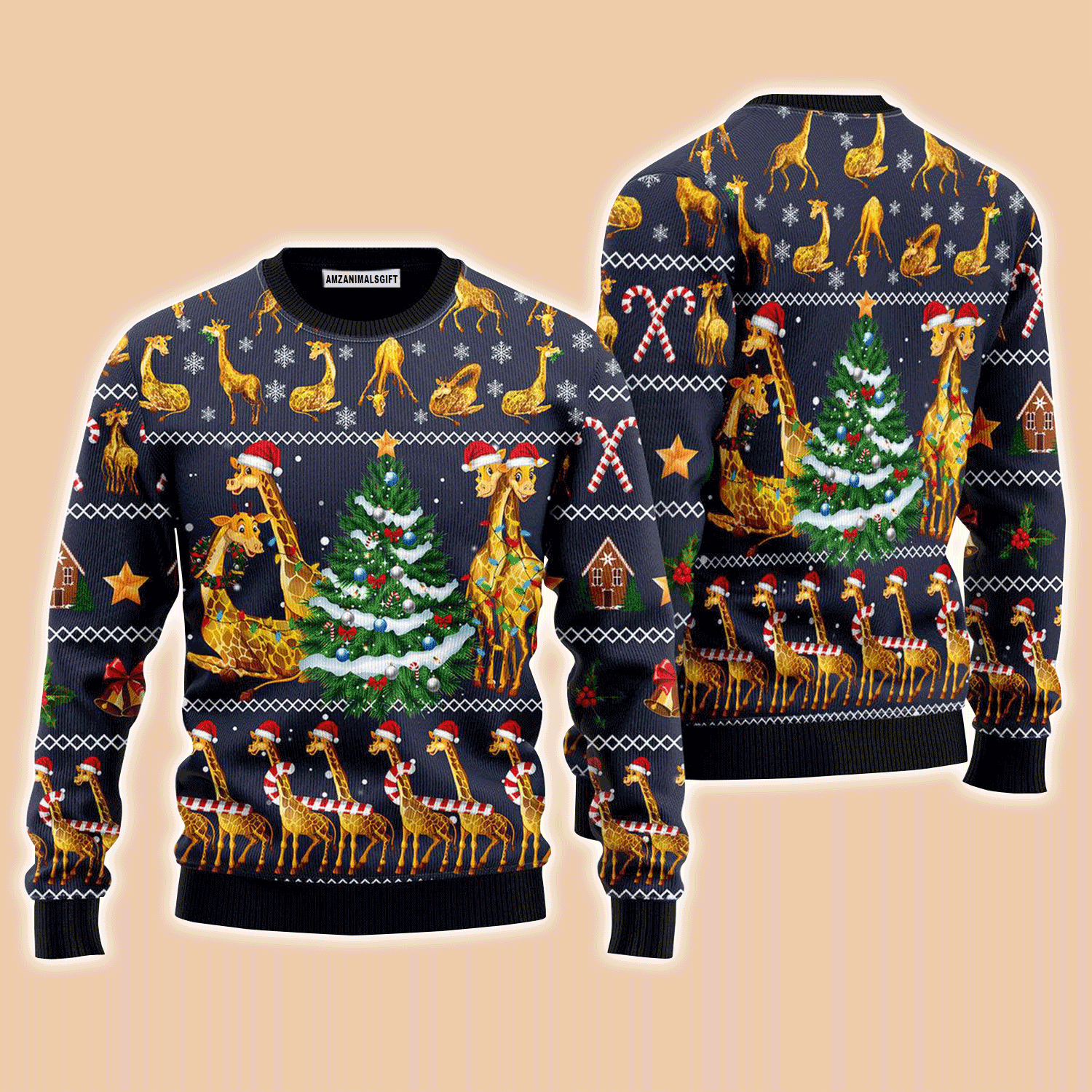 Love Giraffe Pine tree Sweater Christmas, Ugly Sweater For Men & Women, Perfect Outfit For Christmas New Year Autumn Winter