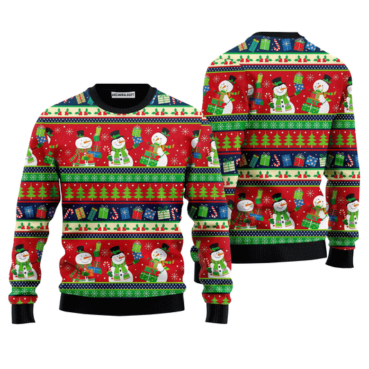 Christmas Snowman With Gifts Sweater, Ugly Sweater For Men & Women, Perfect Outfit For Christmas New Year Autumn Winter