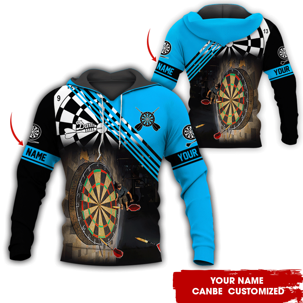 Customized Name Darts Premium Hoodie, Giant Dartboards Black Hoodie, Perfect Gift For Darts Lovers, Friend, Family