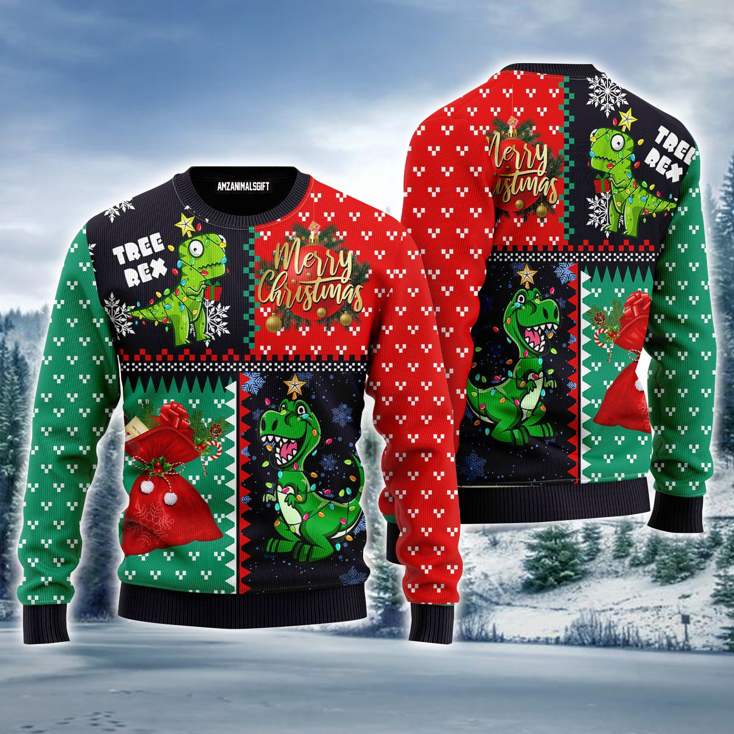 Tree Rex Ugly Sweater, Funny Green Tree Rex Merry Christmas Ugly Sweater For Men & Women, Perfect Gift For Christmas, Friends, Family