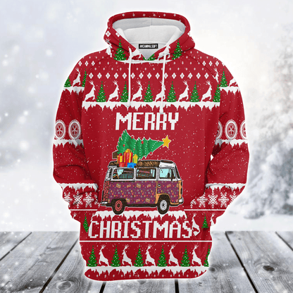 Hippie Style Xmas Premium Christmas Hoodie, Hippie Car Merry Christmas Unisex Hoodie For Men & Women - Perfect Gift For Christmas, Hippie Style Lovers