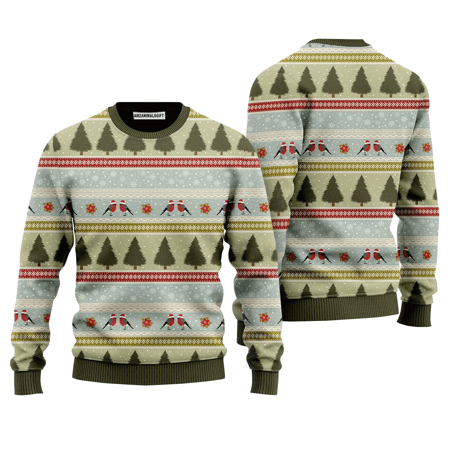 Christmas Birds Pattern Sweater, Ugly Sweater For Men & Women, Perfect Outfit For Christmas New Year Autumn Winter