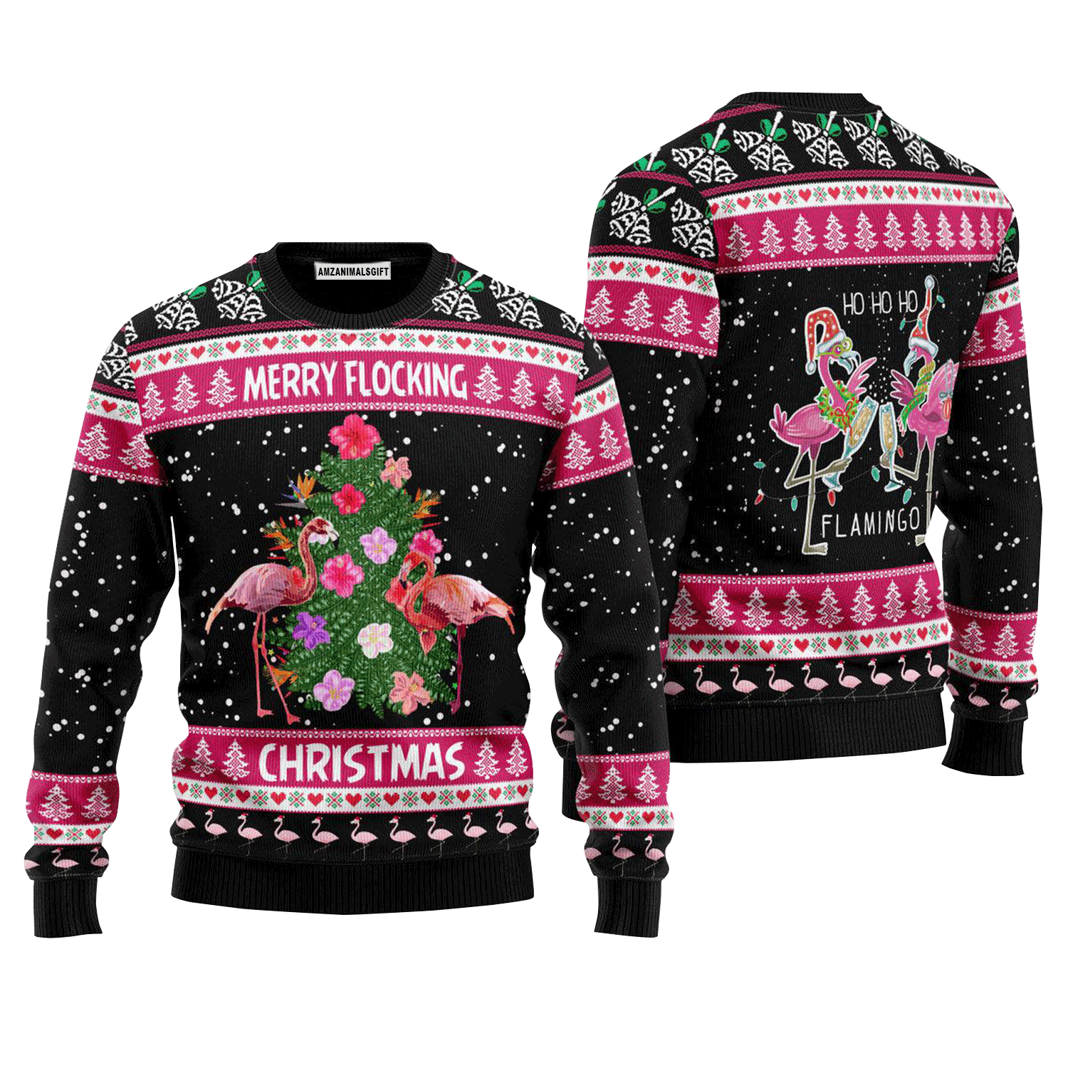 Funny Flamingo Sweater Mery Flocking Christmas, Ugly Sweater For Men & Women, Perfect Outfit For Christmas New Year Autumn Winter