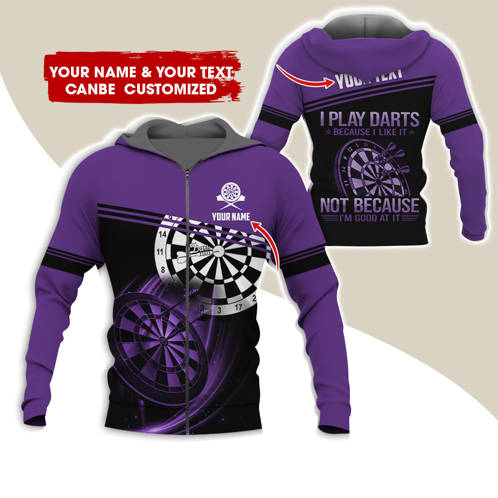 Customized Name Darts Premium Zip Hoodie, Personalized I Play Darts Zip Hoodie For Men & Women - Gift For Darts Lovers, Darts Players