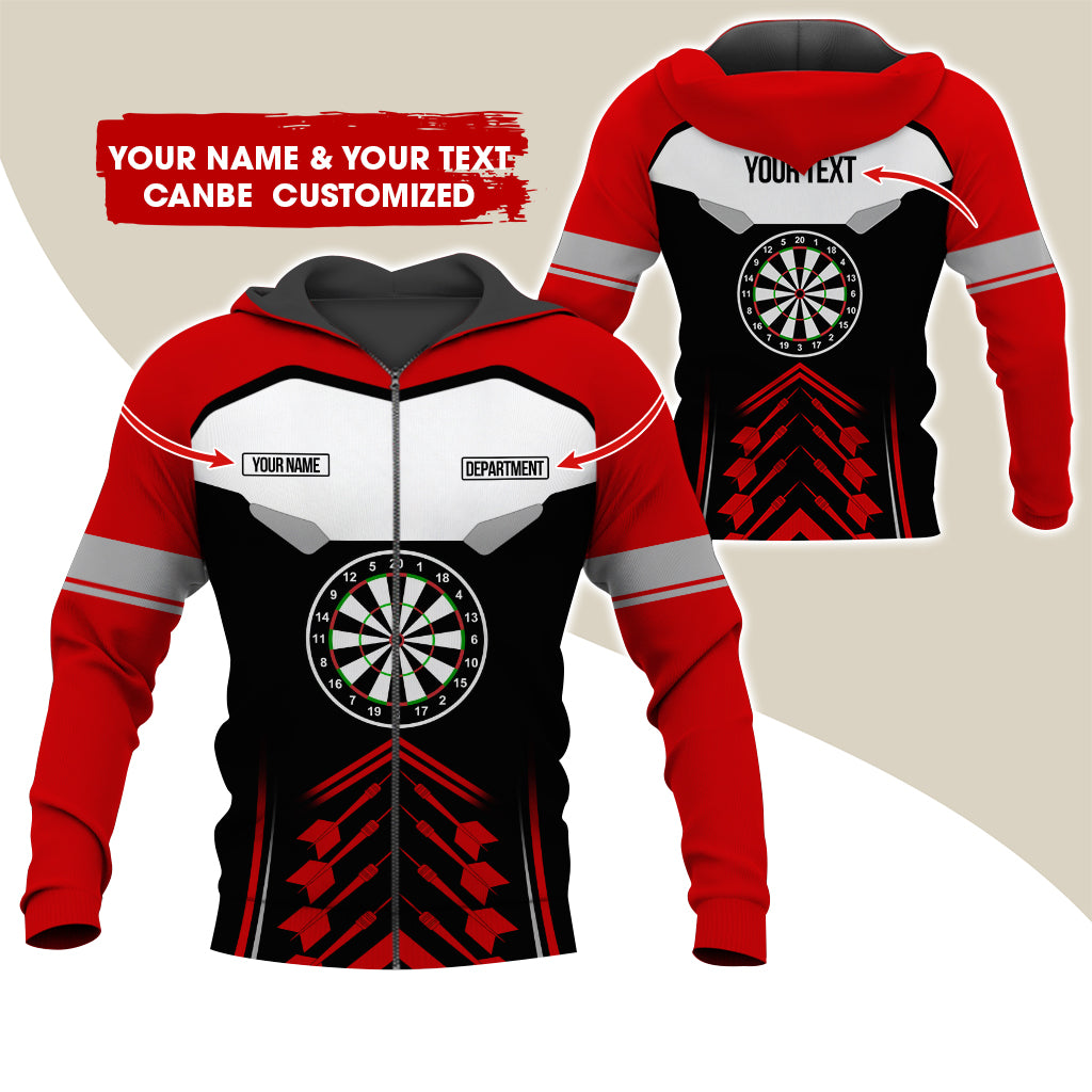Personalized Name Darts Team Premium Zip Hoodie, Customized Dartboard Zip Hoodie For Men & Women - Gift For Darts Lovers, Darts Players