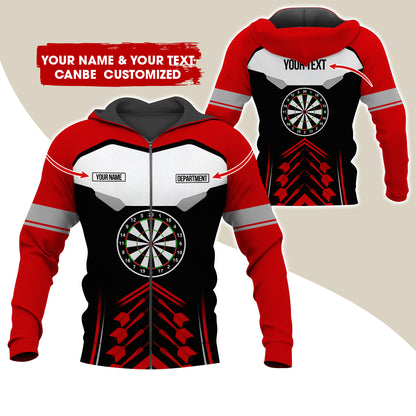 Personalized Name Darts Team Premium Zip Hoodie, Customized Dartboard Zip Hoodie For Men & Women - Gift For Darts Lovers, Darts Players