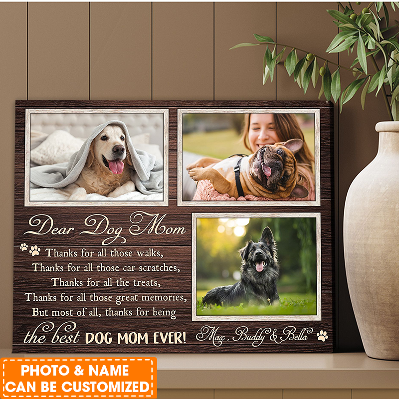 Personalized Dog Landscape Canvas, Motherday Canvas For Dog Mom, Custom Your Pet Photo, Perfect Gift For Dog Lovers, Friend, Family