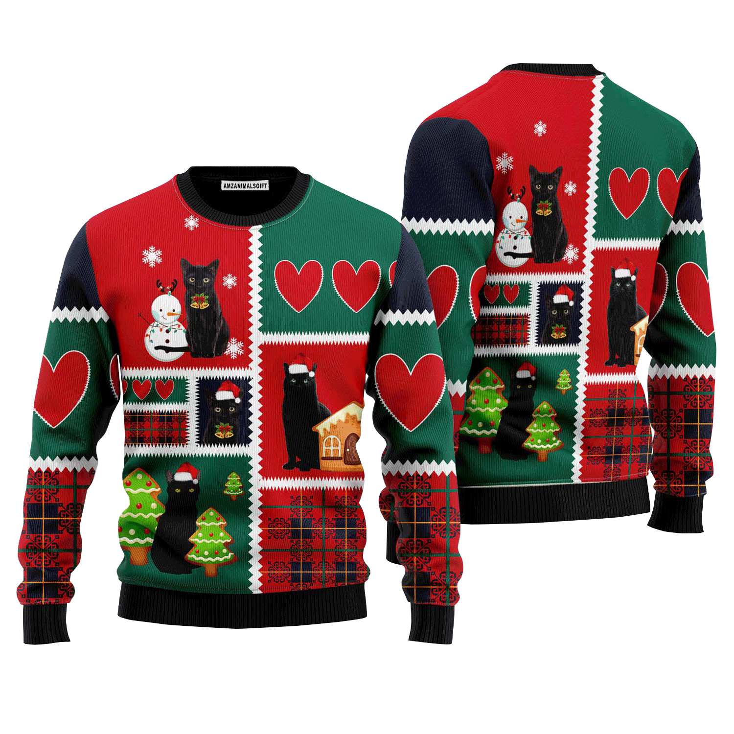 Black Cat Snow Sweater, Ugly Christmas Sweater For Men & Women, Perfect Outfit For Christmas New Year Autumn Winter