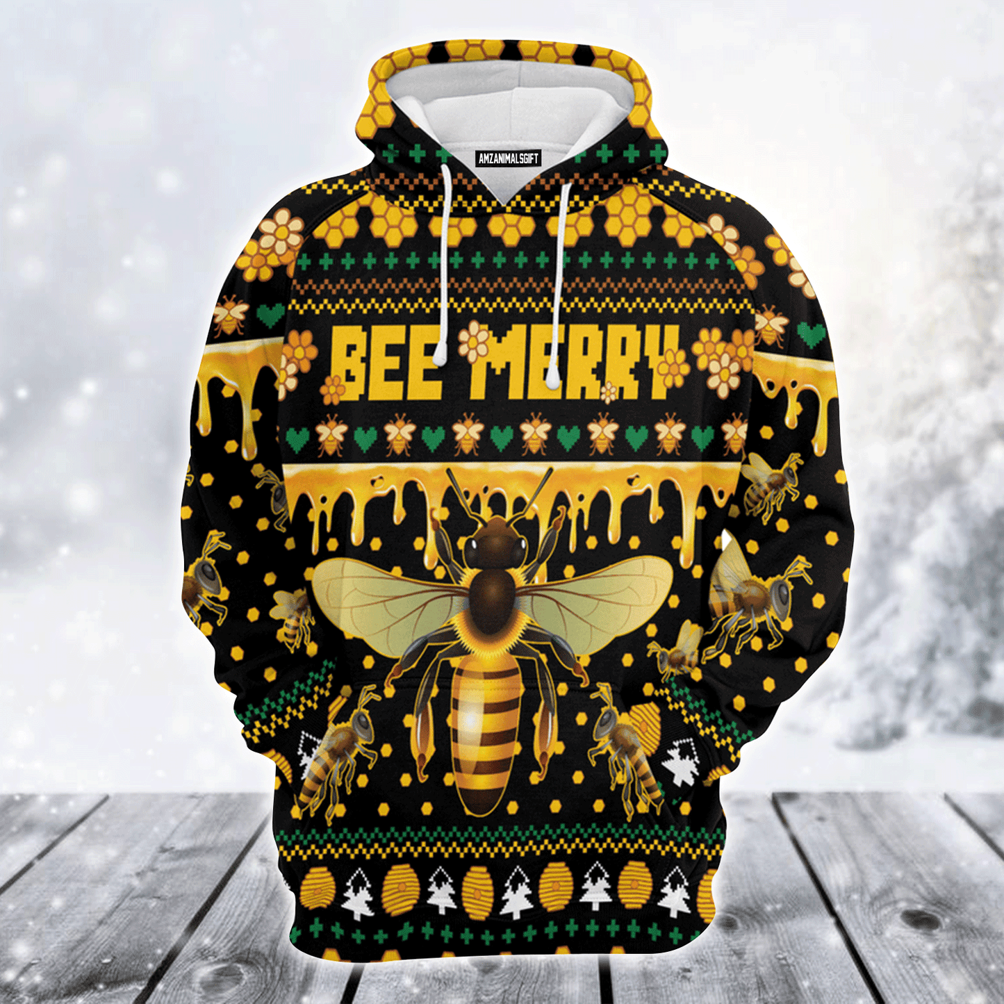 Bee Premium Christmas Hoodie, Bee Merry Christmas Unisex Hoodie For Men & Women - Perfect Gift For Christmas, Bee Lovers