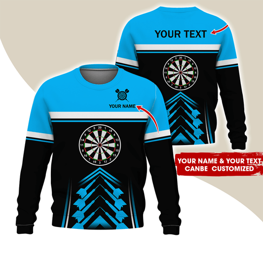 Customized Darts Sweatshirt, Darts Pattern & White Stripes Sweatshirt For Men & Women, Perfect Gift For Darts Lovers, Friend, Family