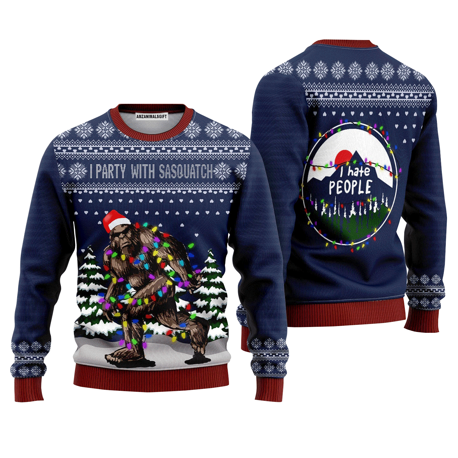 Christmas I Party With Sasquatch Camping Knitting Sweater, Ugly Sweater For Men & Women, Perfect Outfit For Christmas New Year Autumn Winter
