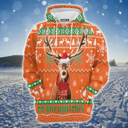 Deer Premium Christmas Hoodie, Merry Huntmas Funny Unisex Hoodie For Men & Women - Perfect Gift For Christmas, Hunter