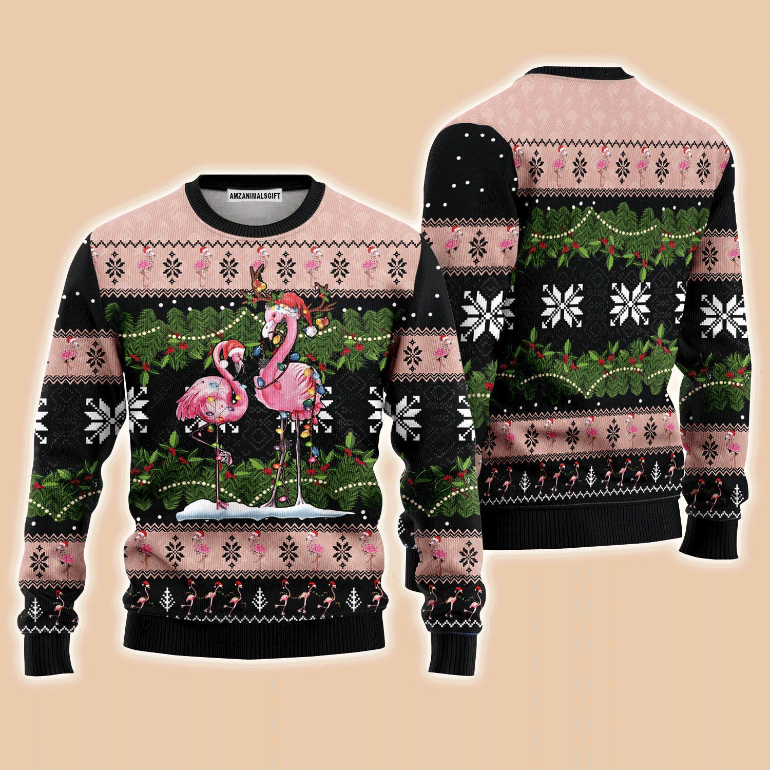 Flamingo Christmas Pattern Sweater, Ugly Sweater For Men & Women, Perfect Outfit For Christmas New Year Autumn Winter