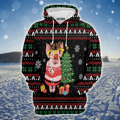 Pig Premium Christmas Hoodie, Pig Reindeer Unisex Hoodie For Men & Women - Perfect Gift For Christmas, Pig Lover