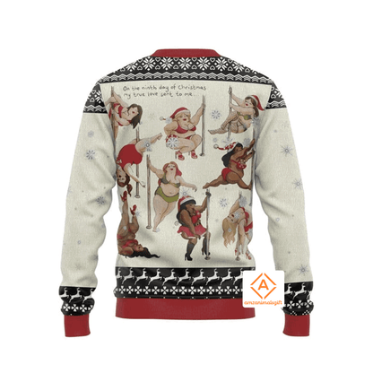 Nine Ladies Dancing Sexy Christmas Sweater, Ugly Sweater For Men & Women, Perfect Outfit For Christmas New Year Autumn Winter