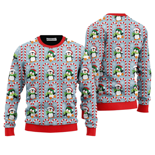 Christmas Penguin With Candy Sweater, Ugly Sweater For Men & Women, Perfect Outfit For Christmas New Year Autumn Winter