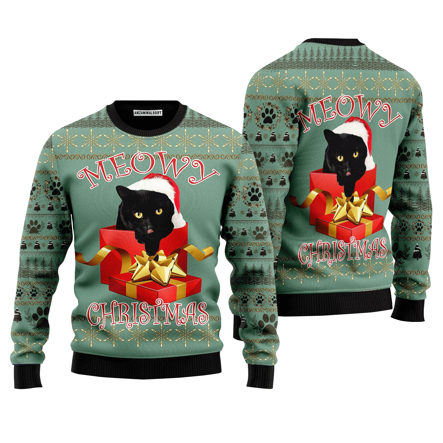 Black Cat Gift Sweater Meowy Christmas, Ugly Christmas Sweater For Men & Women, Perfect Outfit For Christmas New Year Autumn Winter