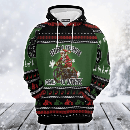 Santa Premium Christmas Hoodie, Born To Ride Forced To Work Unisex Hoodie For Men & Women - Perfect Gift For Christmas, Motorbike Lover