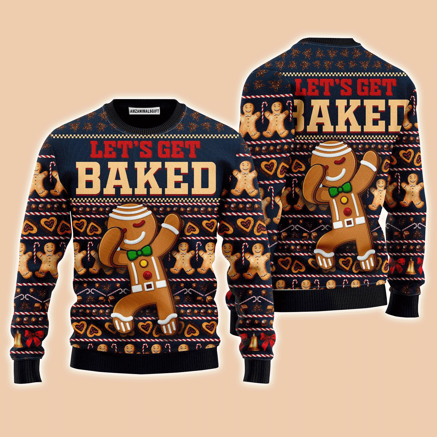 Ginger Bread Dancing Sweater Lets Get Baked, Ugly Sweater For Men & Women, Perfect Outfit For Christmas New Year Autumn Winter