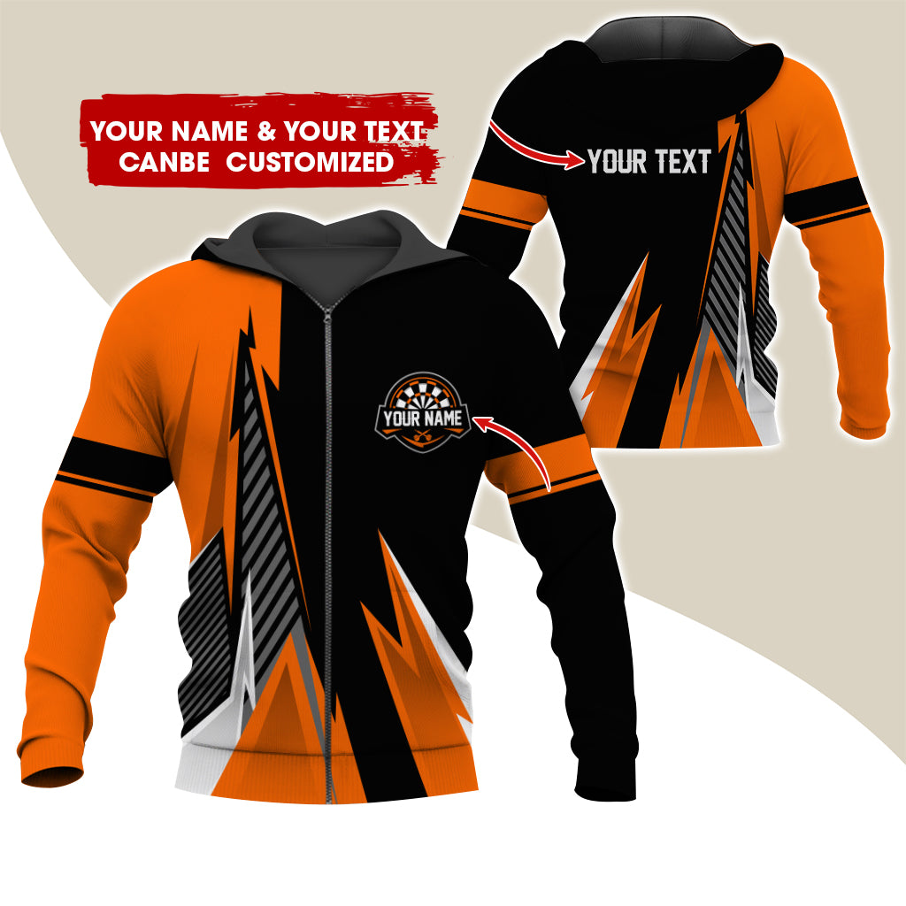 Customized Name & Text Darts Premium Zip Hoodie , Personalized Name Darts Zip Hoodie For Men & Women - Gift For Darts Lovers, Darts Players