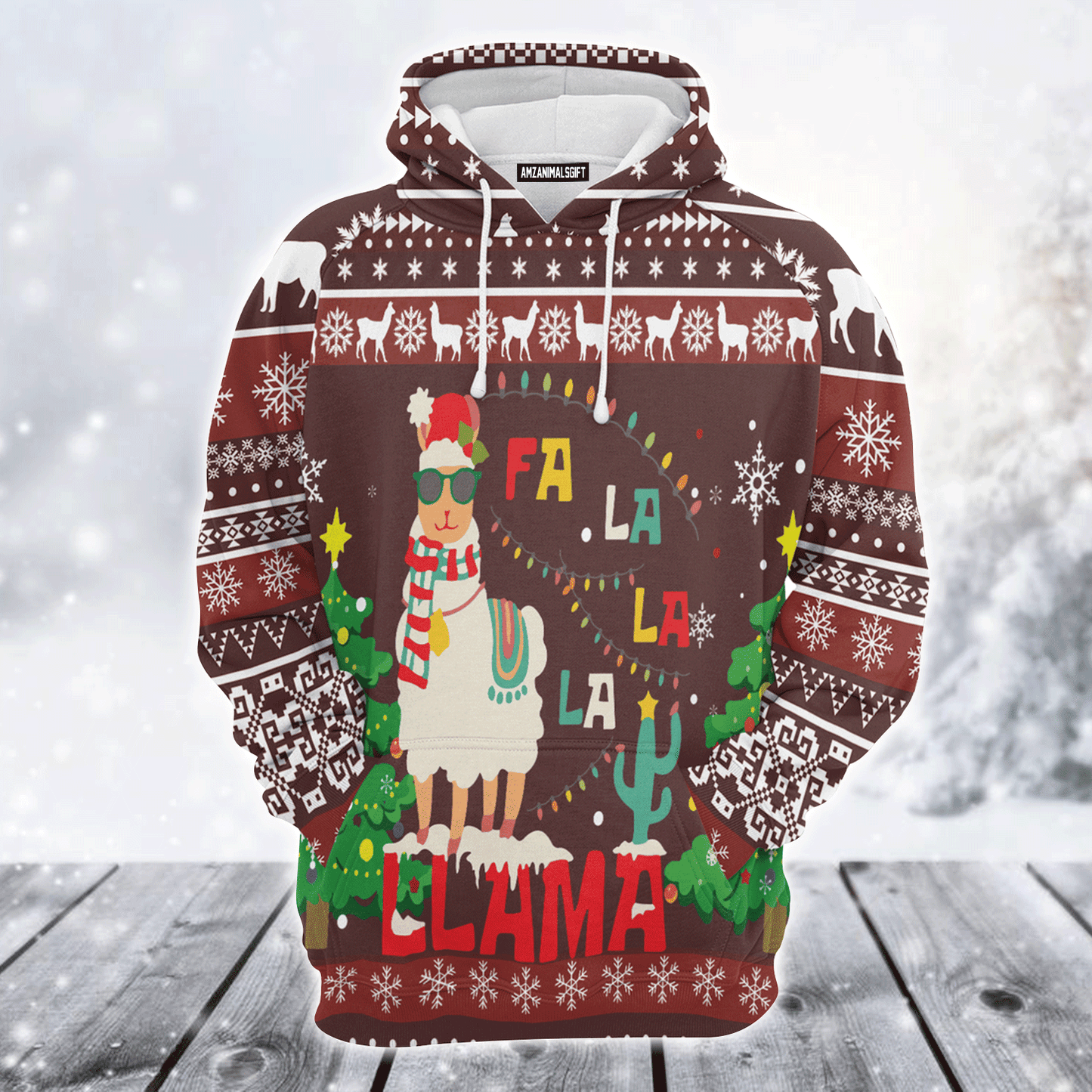 Llama Premium Christmas Hoodie, Funny Llama Falalala Unisex Hoodie For Men & Women - Perfect Gift For Christmas, Llama Lover, Family