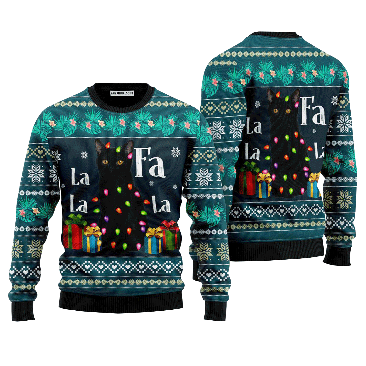 Black Cat Sweater Falalala, Ugly Christmas Sweater For Men & Women, Perfect Outfit For Christmas New Year Autumn Winter