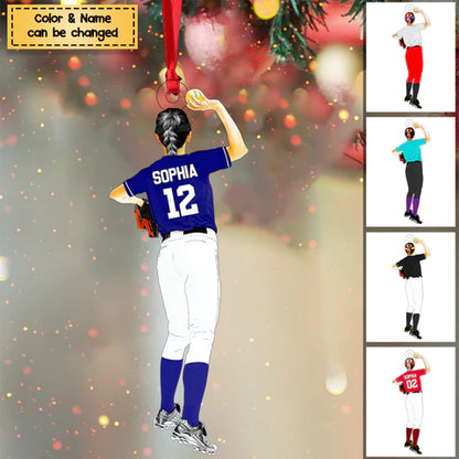 Custom Solfball Players Christmas Acrylic Ornament Gift For, Daughter, Solfball Lovers - Gift For Baseball Fans