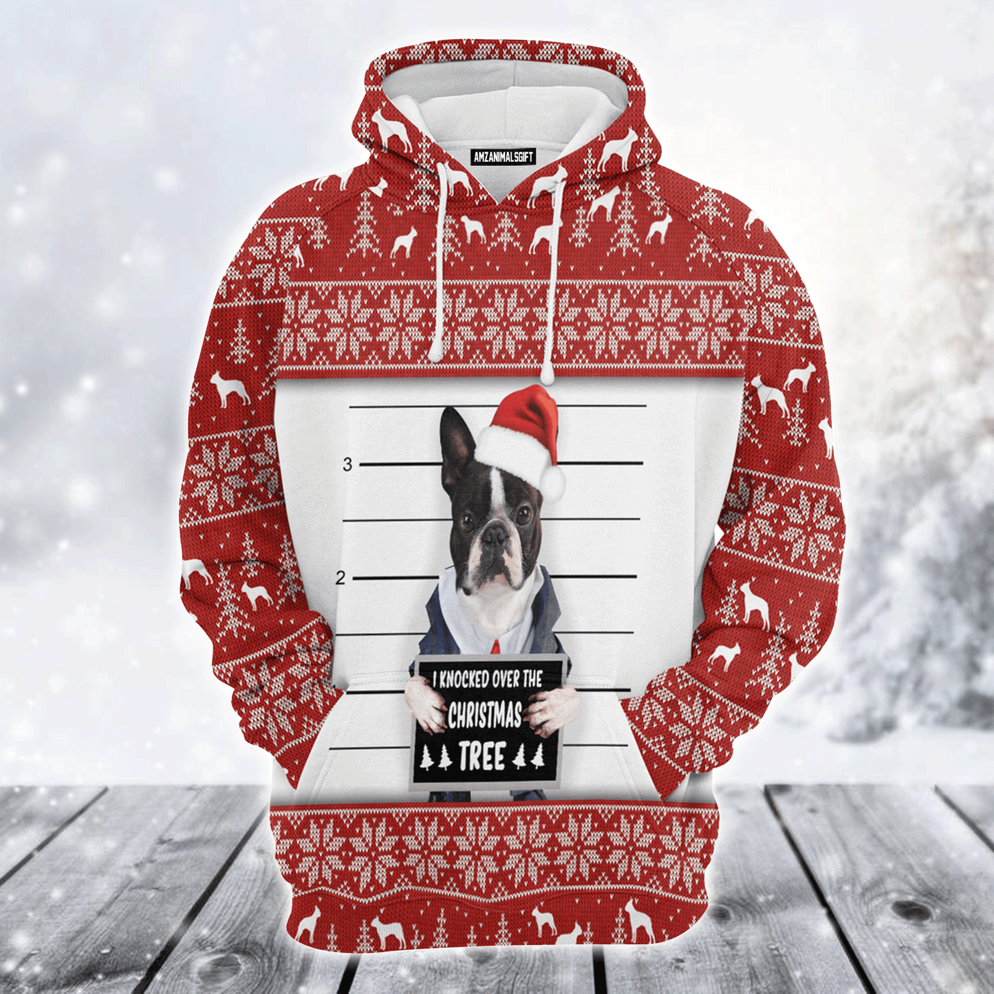 Boston Terrier Premium Christmas Hoodie, I Knocked Over The Christmas Tree Unisex Hoodie For Men & Women - Perfect Gift For Christmas, Boston Terrier Lover