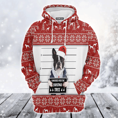 Boston Terrier Premium Christmas Hoodie, I Knocked Over The Christmas Tree Unisex Hoodie For Men & Women - Perfect Gift For Christmas, Boston Terrier Lover