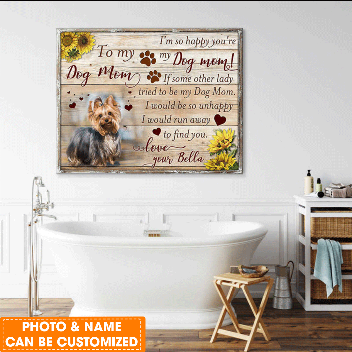 Personalized Dog Canvas, Dog Mom Gift, I'm So happy You're My Dog Mom, Perfect Gift For Dog Lovers, Friend, Family