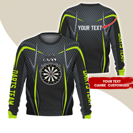 Customized Darts Sweatshirt, Dartboards & Black Flame Sweatshirt For Men & Women, Perfect Gift For Darts Lovers, Darts Player