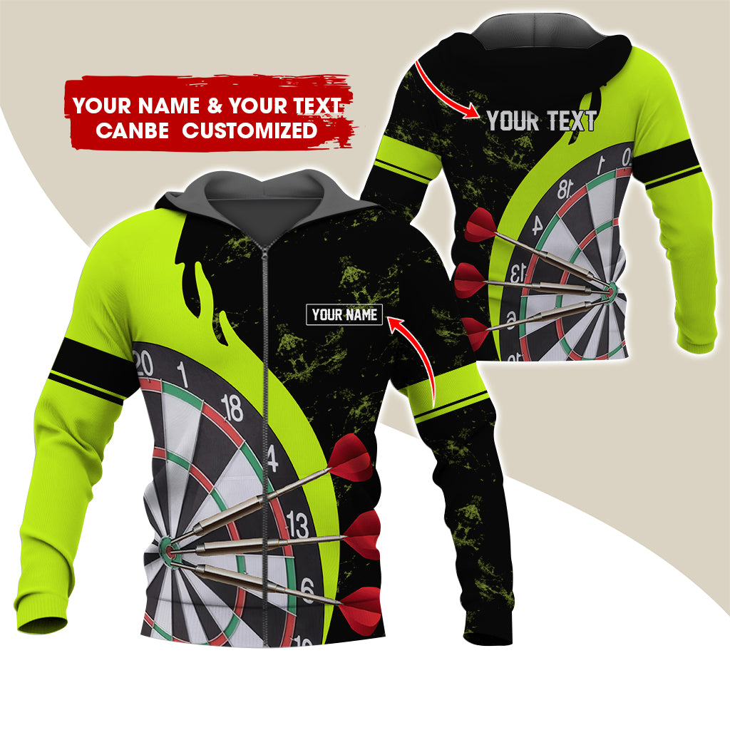 Personalized Name & Text Darts Premium Zip Hoodie, Custom Name Darts Team Zip Hoodie For Men & Women - Gift For Darts Lovers, Darts Players