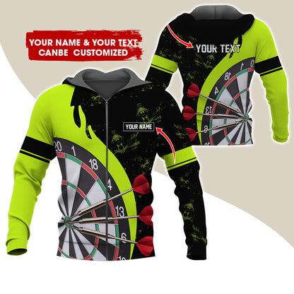 Personalized Name & Text Darts Premium Zip Hoodie, Custom Name Darts Team Zip Hoodie For Men & Women - Gift For Darts Lovers, Darts Players